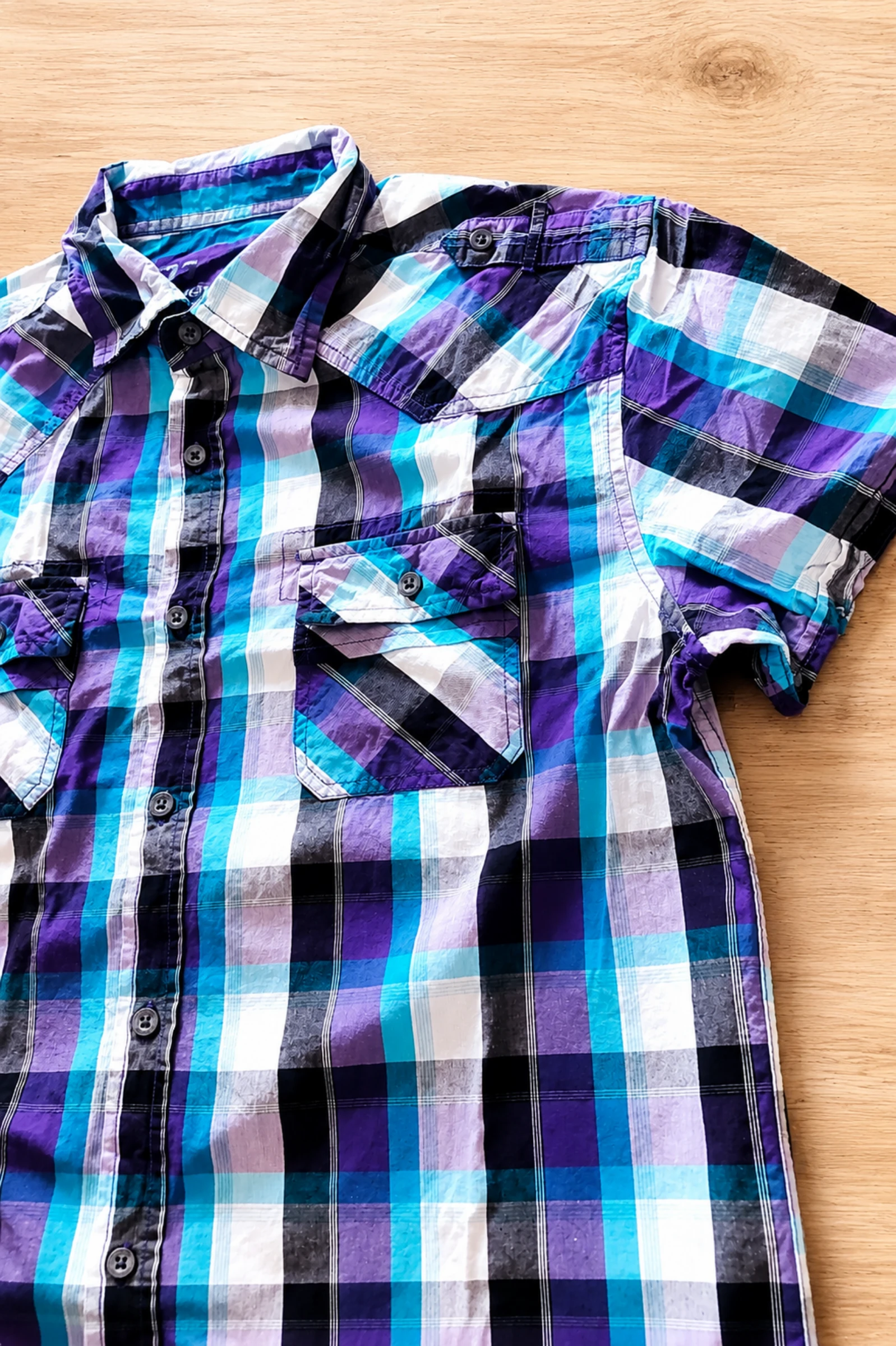 Camisa manga curta xadrez Clockhouse – Tamanho L – photo 5
